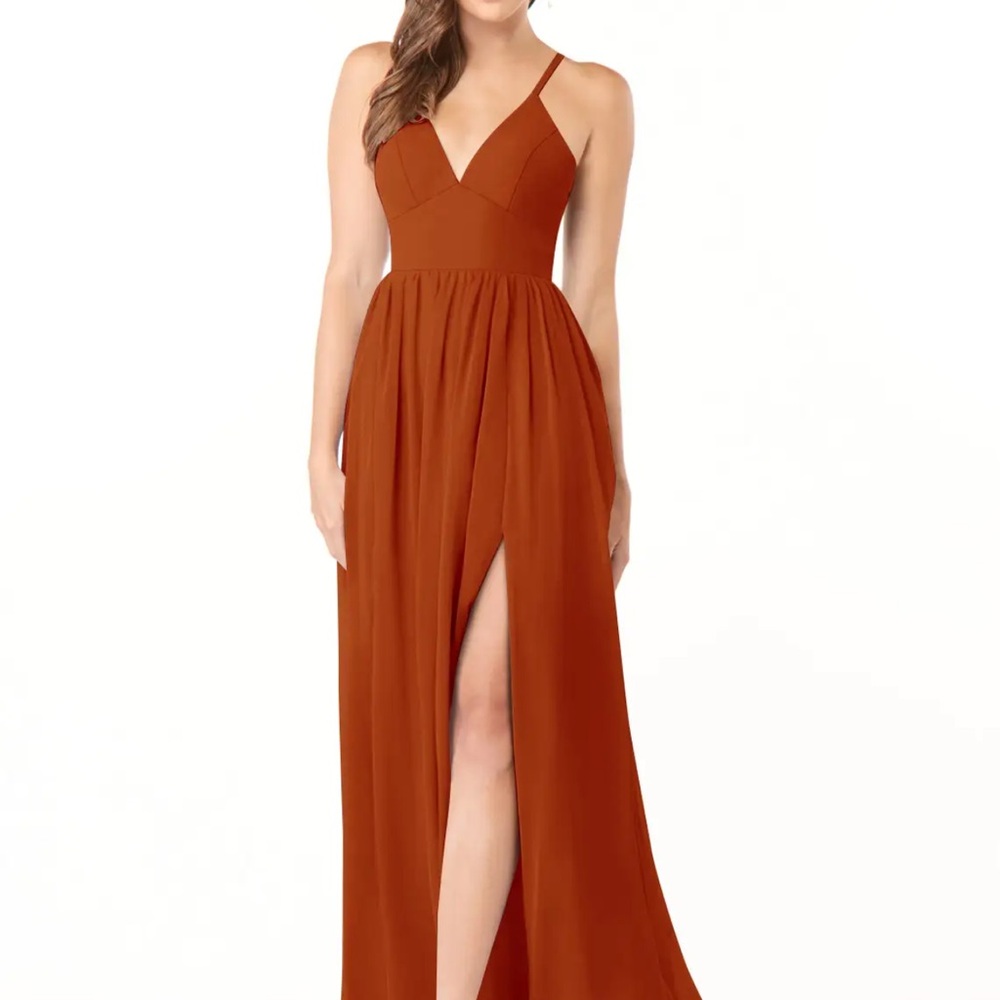 AZAZIE AAIDA Paprika A-Line Corset Chiffon Dress